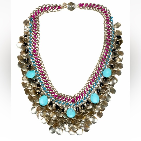 zoe syd Jewelry - ZOE + SYD BIB Mixed Media Turquoise Necklace NWT
